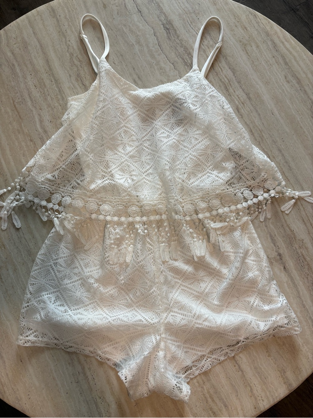 Rue21 White Lace Tassel Romper